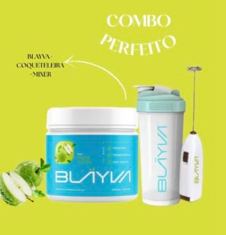 COMBO Blayva Silicone em Pó+Coqueteleira+Mixer 390g Pré-Treino Feminino 3 em 1 com Creatina, Foco e Termogénico Natural *PRE VENDA 25-30 dias chegada*