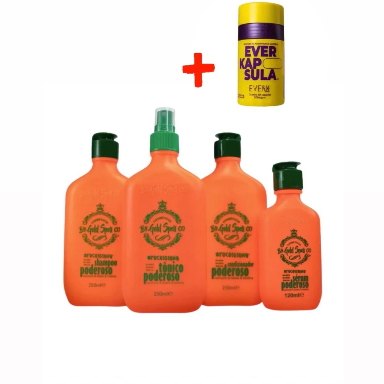 Combo Poderoso Gold Spell Tónico+Shampoo+Condicionador+Capsulas *PRÉ VENDA* 25-30 dias Chegada